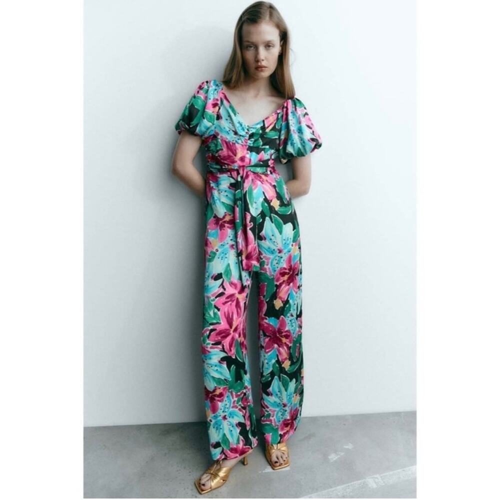 NWT ZARA FLORAL PRINT JUMPSUIT